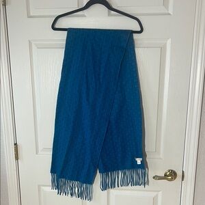 Nordstroms 100% Cashmere Teal Textured Fringe Scarf, OS